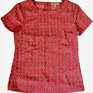 Banana Republic pink and orange geometric print blouse